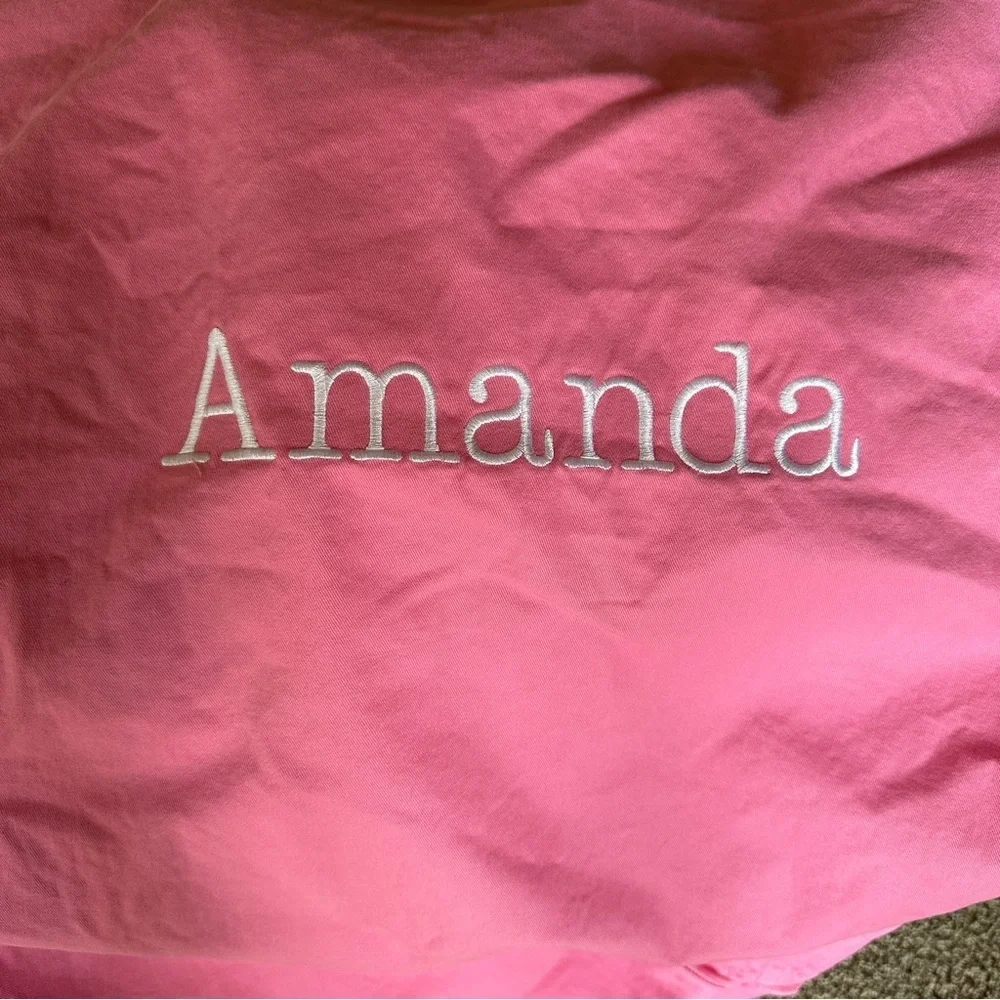 Pottery Barn Teen Pink Bean Bag Cover with embroidered Amanda Size Large